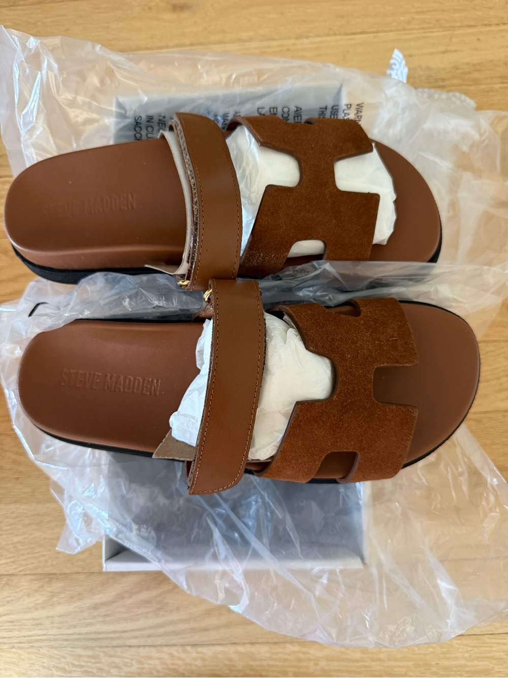 Steve Madden Chestnut Brown Suede Slide Sandals